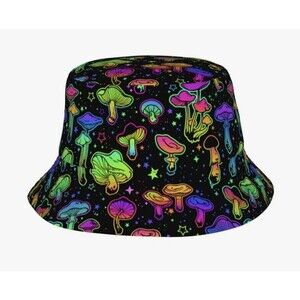 Bright Mushrooms Bucket Hat Foldable Unisex NEW!!